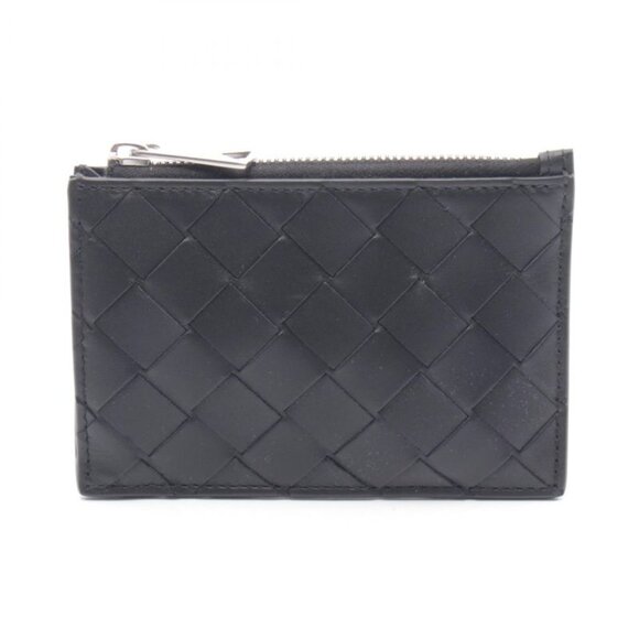 Bottega Veneta Coin Case Intrecciato Key Pouch Black Leather